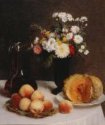 Henri Fantin-Latour, Still Life with a Carafe, Flowers and Fruit